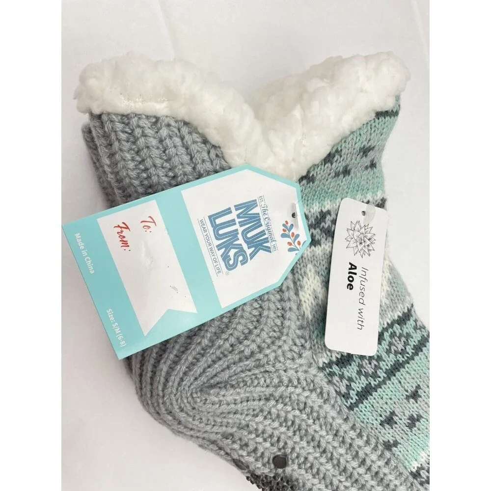 MUK LUKS  Aloe Infused Slipper Socks Women’s Size  S/M 6-8 Cozy & Warn